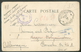 C.P. En S.M. Obl. Sc POSTES MILITAIRES BELGIQUE 4 Du 29-III-1918 VerLucien Campion PRISONNIER CIVIL Au Lager Holzminden - Army: Belgium