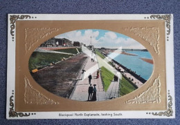 BLACKPOOL NORTH ESPLANADE LOOKING SOUTH PRETTY EDGED OLD COLOUR POSTCARD LANCASHIRE CORONA PUBLISHING - Blackpool