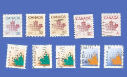 CANADA LOT 10 TIMBRES FEUILLES D'ERABLES OBLITÉRÉS - Usados