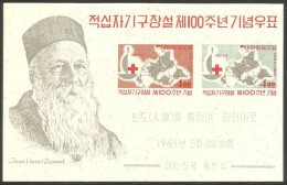 Korea 1963 Dunant Feuillet 100 Ans Croix-rouge 100 Years Red Cross Pli Invisible Fold MNH ** Neuf SC ( A54 75a) - Korea (...-1945)