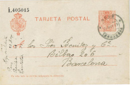 54162. Entero Postal REUS (Tarragona) 1919, Fechador Puente Con Asteriscos - 1850-1931