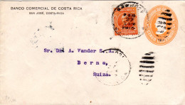 Costa Rica 1915, 5 C. Auf 5 C. Bank Ganzache Brief V. San José I.d. Schweiz - Costa Rica