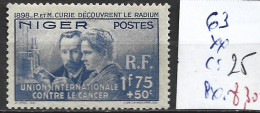 NIGER FRANCAIS 63 ** Côte 25 € - Unused Stamps