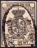 ESPAGNE / ESPANA - COLONIAS (Cuba & Puerto-Rico) 1865 "DOCUMENTOS DE POLICIA" Fulcher 205 25c Negro - Usado - Kuba (1874-1898)