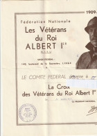 Diplôme : Croix Des Vétérans Du Roi Albert 1er ( Offert Carte De Membre ) - Documenti