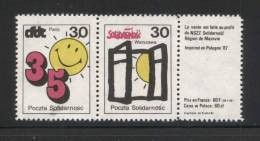 POLAND SOLIDARNOSC (POCZTA SOLIDARNOSC) 1987 JOINT POLISH FRENCH ISSUE SMILING SUN STRIP (SOLID0300/0341) - Solidarnosc Vignetten