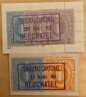 2 Ausschnitte Fiskalmarken Canton De Neuchâtel - Tribunal Cantonal 1896 - Revenue Stamps Switzerland - Fiscali