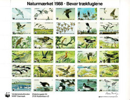 Denmark WWF 1988.  Sheet With 30 Labels;  Preserve The Migrating Birds,  MNH(**). - Autres & Non Classés