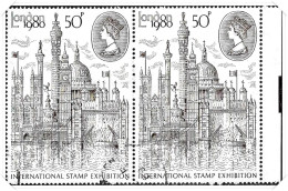 1980 London Exhibition 50p Pair Fine Used Hrd3a - Usati