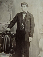 Photo CDV Viane à Besançon Jeune Homme élégant  Gilet à Double Boutonnage Sec. Emp. CA 1865 - L413 - Alte (vor 1900)