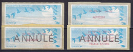 FRANCE - 4 Vignettes Vierge, Autotest Et 2 ANNULE - 1990 « Oiseaux De Jubert »