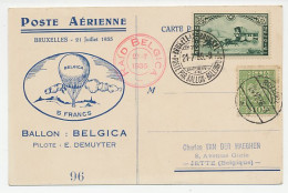 Postcard / Postmark Belgium 1935 Air Balloon - Belgica - Belgium - Poland - Airplanes