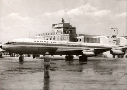 ! S/w Ansichtskarte Flughafen Frankfurt Am Main, Airport, Flugzeug Boeing 707 - 1946-....: Modern Era