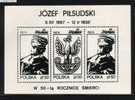 POLAND SOLIDARNOSC 1985 JOZEF PILSUDSKI 50TH ANNIV OF DEATH MS (SOLID 0519A/1105) - Solidarnosc Labels
