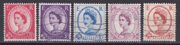 Grande Bretagne - 1952 - 1971 -  Elisabeth II -  Y&T N °  266   267   268   270   333   Oblitérés - Used Stamps