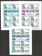 Seychelles Zil Eloigne Sesel 1981  Royal Wedding,  Prinz Charles & Lady Diana Spencer., Mi 23-28  Thre Sheets   MNH(**) - Seychellen (1976-...)