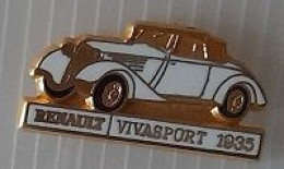 Pin' S  Automobile  Ancienne  RENAULT  VIVASPORT  1935  Blanche  Signé  C E F - PARIS - Renault