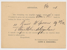 Briefkaart G. 18 Particulier Bedrukt Locaal Te Amsterdam 1881 - Postwaardestukken