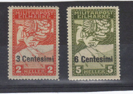 1918 Occupazione Austriaca Espressi N°1/2 Carta Gialla, Nuovi MNH Gomma Integra - Oostenrijkse Bezetting