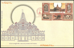 India 2024 New ** Ram Janmabhoomi,Ayodhya,Hanuman,Ganesh,Jatayu,Odd,Scented Unusual, FDC Cover (**) Inde Indien - Cartas & Documentos