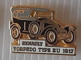 Pin' S  Automobile  Ancienne  RENAULT  TORPEDO  TYPE  EU  1917  Noire   Signé  C E F - PARIS - Renault