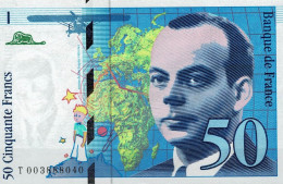 Billet FRANCE  50 Francs  1992  Neuf  T 003888040  Antoine De St Exupéry  (1900-1944) - 50 F 1976-1992 ''quentin De La Tour''