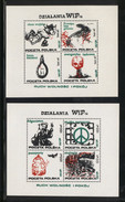 POLAND SOLIDARNOSC SOLIDARITY PEACE FREEDOM MOVEMENT 2 MS T2 RED Afganistan Death Penalty Atomic Energy Ecology Polen - Vignettes Solidarnosc