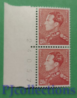 5807- BELGIO - BELGIUM 1951 KING LEOPOLD III 20f IN COPPIA - COUPLE MNH - Unused Stamps