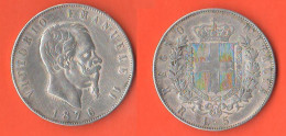 Italia 5 Lire 1876 Mint Roma Regno Italia Italie Italy Vittorio Emanuele II° Silver Coin C 22 - 1861-1878 : Victor Emmanuel II