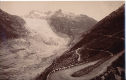 SUISSE - ALBUMEN PHOTO +- 1880 A 1900  = GLACIER DU RHONE FURKAHORN = 22 X 14  CM  =  2 SCANS - Places