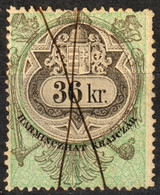 1868 1870 CROATIA SERBIA BANAT HUNGARY AUSTRIA KuK K.u.K Overprint Military Border District Revenue Stamp - 36 Kr. - Fiscale Zegels
