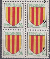 18056 Variété : N° 1044 Blason Comté De Foix FRANCAISC + 50c Gras Tenant à Normaux Dans Un Bloc De 4 ** - Unused Stamps