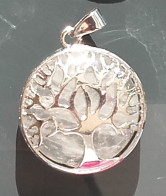 Bijoux - Pendentif Arbre De Vie En Pierre Naturelle Alliage De Zinc Diamètre 28 Mm - Voir Scans Recto Verso - Colgantes