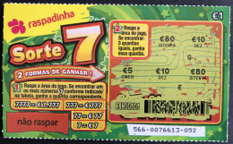 116 M, Lottery Tickets, Portugal, « Raspadinha », « Instant Lottery », « Raspadinha Sorte 7 » # 566 - Biglietti Della Lotteria