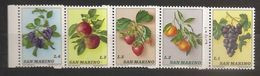 Saint-Marin 1973 N° 837 / 41 Inc ** Fruits, Raisin, Vin, Vigne, Mandarine, Pomme, Prune, Fraise, Fraisier, Prunier - Neufs