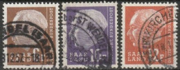 Saarland 1958 MiNr.412,413 - 414   O Gestempelt  Bundespräsident Theodor Heuss ( A1393 ) - Oblitérés