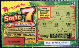 116 M, Lottery Tickets, Portugal, « Raspadinha », « Instant Lottery », « Raspadinha Sorte 7 » # 566 - Biglietti Della Lotteria