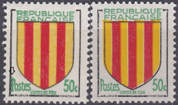 18062 Variété : N° 1044 Blason Comté De Foixgros POSTES 50c + Normal  ** - Unused Stamps