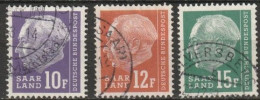 Saarland 1958 MiNr.413,414 - 415  O Gestempelt  Bundespräsident Theodor Heuss ( A1405 ) - Oblitérés