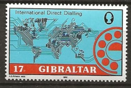 Gibraltar 1982 Introduction Of International Direct Diallingm Printed Circuit, Dial  Mi 456 MNH(**) - Gibraltar