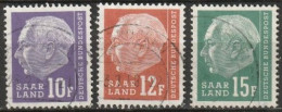 Saarland 1958 MiNr.413,414 - 415  O Gestempelt  Bundespräsident Theodor Heuss ( A1412 ) - Usados