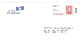 199156 CFRT LE Jour Du Seigneur PAP Marianne L'engagée YZ PRIO POSTREPONSE Entier Postal Stationery - PAP: Antwort/Marianne L'Engagée
