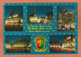 BRUXELLES - GRAND PLACE LA NUIT - MULTIVUES + BLASON - ECRITE - Multi-vues, Vues Panoramiques