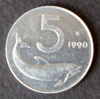 ITALY - 5 Lira 1990 - KM# 92 * Ref. 0195 - 5 Liras