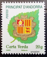 Andorra (French Post) 2010, Green Leaf And Arm Of Coats MNH Single Stamp - Ungebraucht