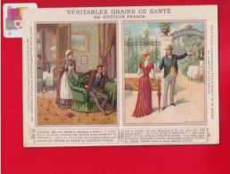 Calendrier Chromo  Publicitaire Grains De Santé Du Dr. Franck. Année 1891 Sicard  Couple Migraine Restaurant - Petit Format : ...-1900