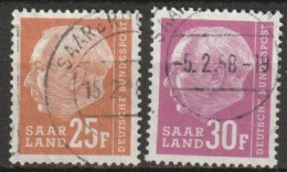 Saarland 1958 MiNr.418 - 419  O Gestempelt  Bundespräsident Theodor Heuss ( A1667/4) - Gebruikt