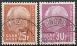 Saarland 1958 MiNr.418 - 419  O Gestempelt  Bundespräsident Theodor Heuss ( A1699) - Gebraucht