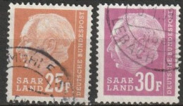 Saarland 1958 MiNr.418 - 419  O Gestempelt  Bundespräsident Theodor Heuss ( A1701) - Gebruikt