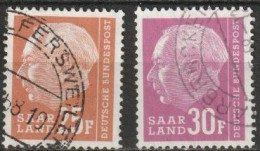 Saarland 1958 MiNr.418 - 419  O Gestempelt  Bundespräsident Theodor Heuss ( A1696) - Oblitérés